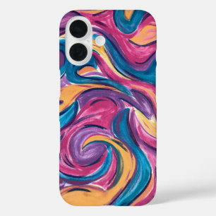 Coques iPhone 16 Vent Dans L'Art Abstrait Peint À La Main Vente