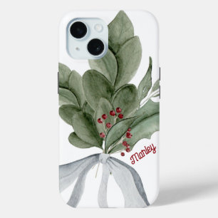Coque Pour iPhone 15 Verdure Botanique Avec Berries Personnalisé