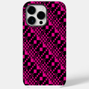 Coque Pour Pour iPhone 14 Pro Max Vérifié, Chèques - Magenta et Noir