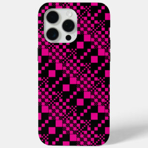 Coque iPhone 15 Pro Max Vérifié, Chèques - Magenta et Noir