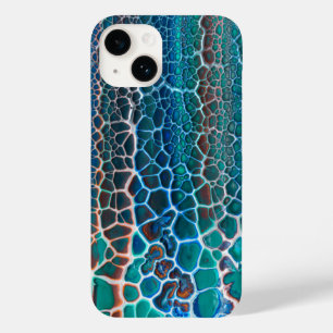Coque Pour iPhone 14 Verre Turquoise orange abstrait