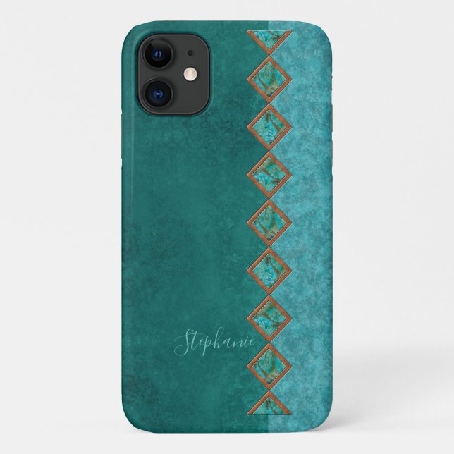 Coques Case-Mate iPhone Vert bleu bleu incrusté de grès gris turquoise (Dos)