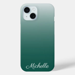 Coque Pour iPhone 15 Vert dégradé foncé personnalisé
