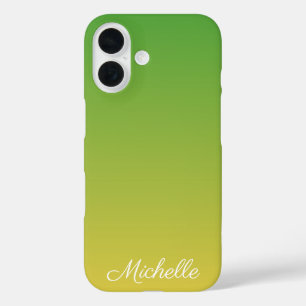 Coques iPhone 16 Vert et jaune foncé personnalisé