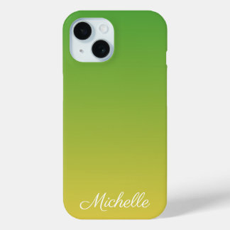Coque Pour iPhone 15 Vert et jaune foncé personnalisé