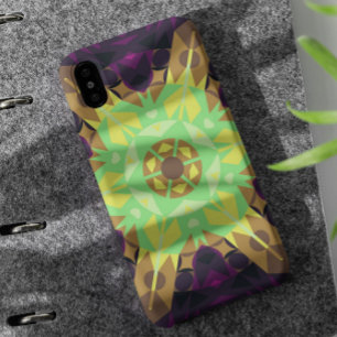 Case-Mate iPhone Case Vert fleur Mandala rétro Jaune et violet