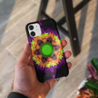 Case-Mate iPhone Case Vert fleur Mandala rétro orange et violet