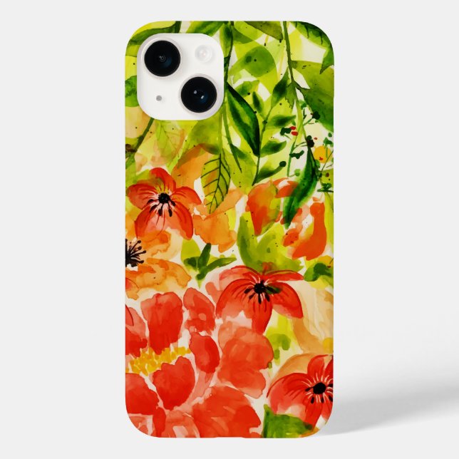 Coques Case-Mate iPhone Vert Fleurs de corail en fleurs sauvages Aquarelle (Verso)