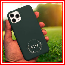 Vert forêt et blanc | Monogramme d'initiales moder