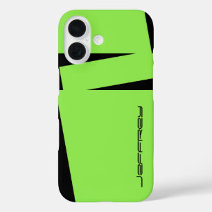 Coques iPhone 16 Vert moderne avec nom noir Minimaliste robuste
