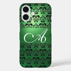 Coques iPhone 16 VERT NOIR DOMMASQUE MONOGRAM Floral