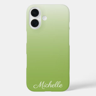 Coques iPhone 16 Vert végététal ombré dégradé personnalisé