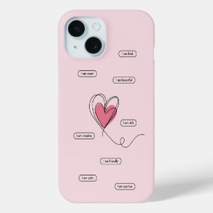 Coque Pour iPhone 15 vibe rose girpositif citations coeur mignon