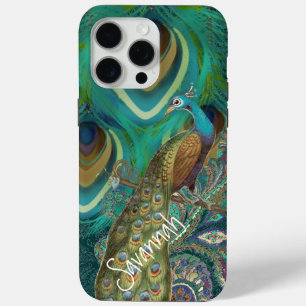 Coque iPhone 15 Pro Max Vibe Vintage Damask Peacock Feathers iPhone