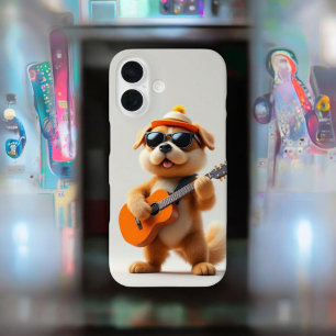 Coques iPhone 16 Vibes à mâchoires : Chien mignon avec guitare