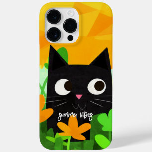 Coque Pour Pour iPhone 14 Pro Max Vibes d'été Personnalisé Cute Floral Chat noir