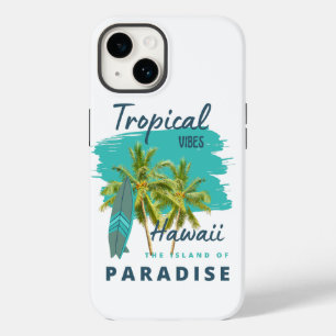 Coque Pour iPhone 14 Vibes Tropicales Hawaï Île du Paradis
