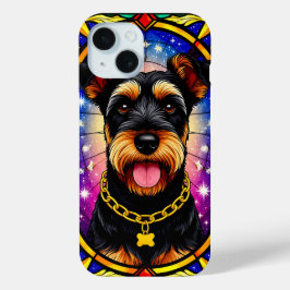 Coque Pour iPhone 15 Vibrant Portrait de verre tendu d'un chien