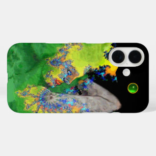 Coques iPhone 16 VIBRATIONS DE LA MATIÈRE Femme fractale verte