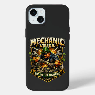 Coque iPhone 15 Mini Vibrations Épiques de Mécanicien – Garage de Mécan