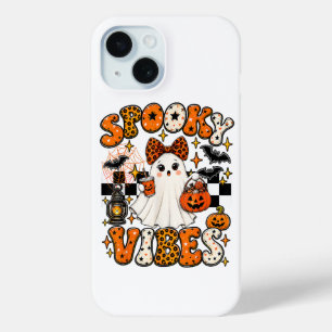 Coque Pour iPhone 15 Vibrations Fantomatiques Groovy Fantôme Mignon Hal