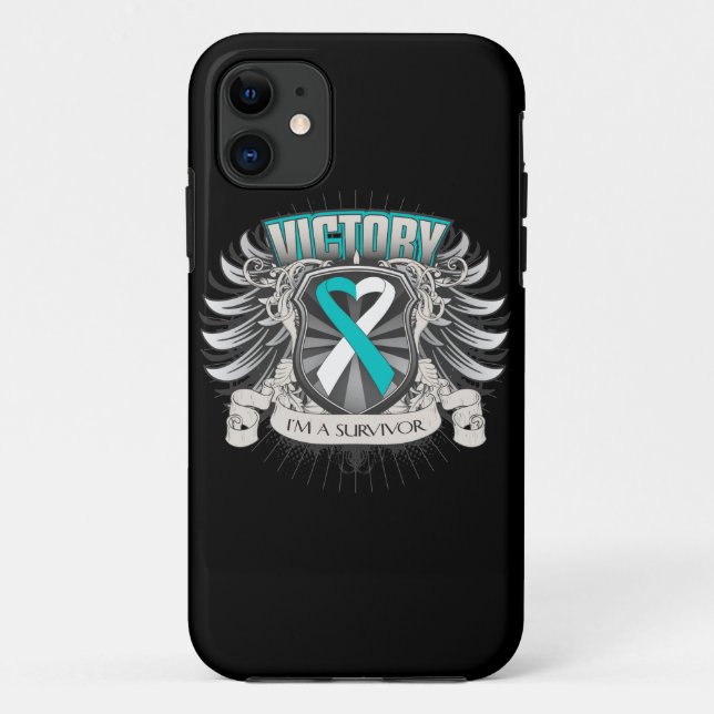 Coques Case-Mate iPhone Victoire de cancer du col de l'utérus (Dos)