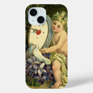 Coque Pour iPhone 15 Victorian Valentines Day, Vintage Angel Inséparabl