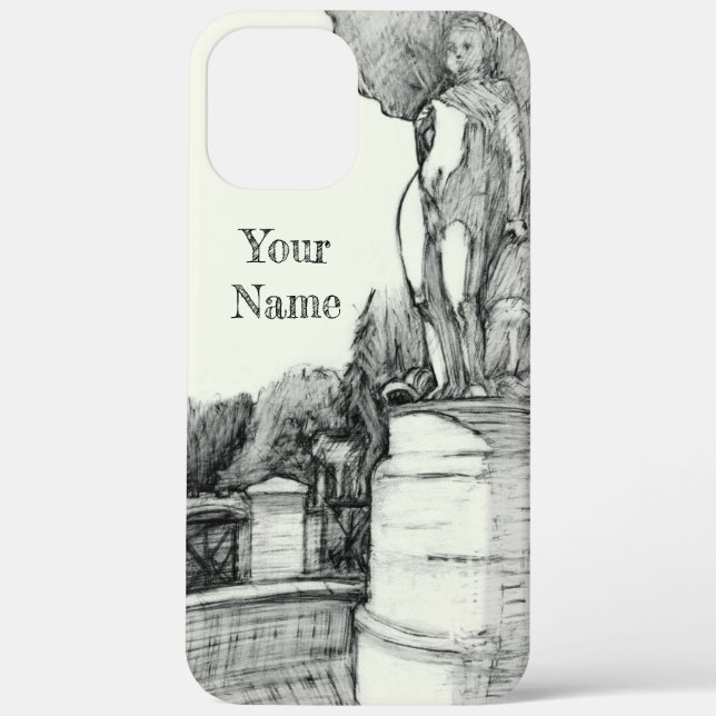 Coques Case-Mate iPhone Vieille fontaine dans le parc avec garçon sculpté (Verso)