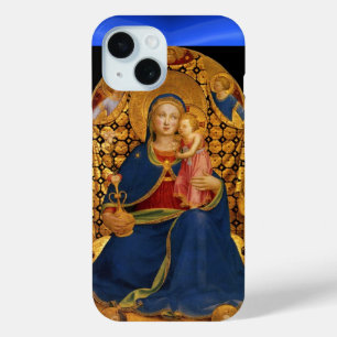 Coque Pour iPhone 15 VIERGE AVEC ENFANT ET ANGELS, Saphir Bleu