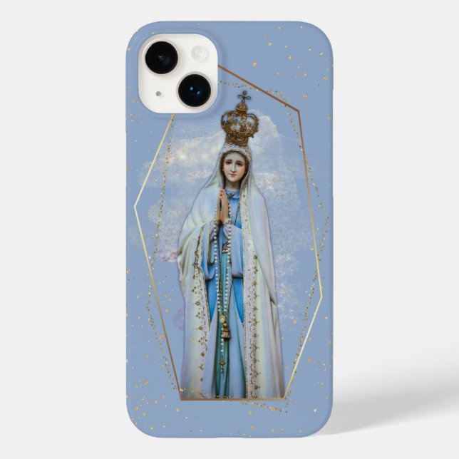 Coques Case-Mate iPhone Vierge Marie Catholique Ciel Bleu & Or (Verso)