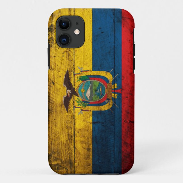 Coques Case-Mate iPhone Vieux drapeau en bois de l'Equateur (Dos)
