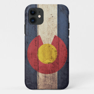 Coque iPhone 11 Vieux drapeau en bois du Colorado