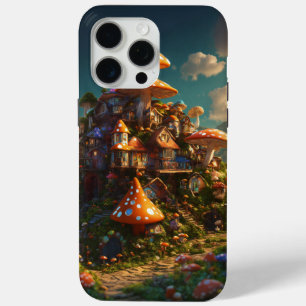 Coque iPhone 15 Pro Max Village de champignons psychédéliques – Rendu 3D c