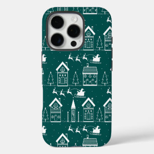 Coques iPhone 16 Pro Village nordique de Noël enneigé