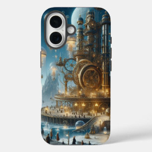 Coques iPhone 16 Ville ancienne futuriste Steampunk avec méduses