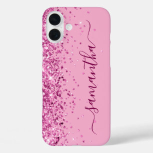 Coques iPhone 16 Plus Vin Parties scintillant rose Fille Signature