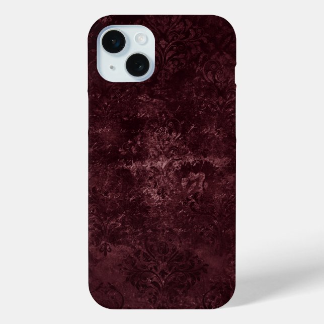 Coques Case-Mate iPhone Vin Velvety Damask | Glam Grunge de Bordeaux Sangr (Verso)