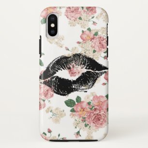 Case-Mate iPhone Case Vinage Floral Motif Black Lipstick Baiser