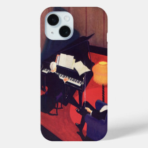 Coque Pour iPhone 15 Vintage Art Déco Music Lounge Piano Player Pianist