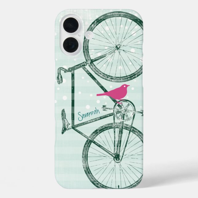 Coques Case-Mate iPhone Vintage Bird Emerald Green Bike Motif (Verso)