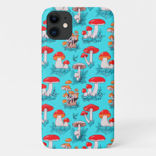 Case-Mate iPhone Case Vintage Bleu Forêt naturelle Champignon d'automne