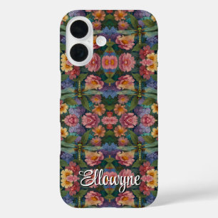 Coques iPhone 16 Vintage bohème chic floral pastel jardin libellule