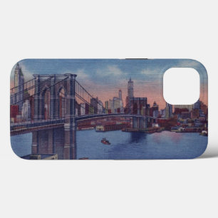 Coques Pour iPhone Vintage Brooklyn Bridge Blue