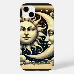 Coque Pour iPhone 14 Plus Vintage Céleste Soleil & Lune