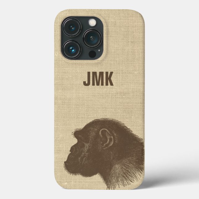 Coques Case-Mate iPhone Vintage Chimpanzee Illustration Personalized  (Verso)
