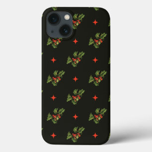 Etui iPhone Case-Mate Vintage Christmas Holly Feuilles et étoiles Motif