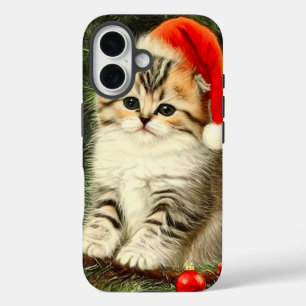 Coques iPhone 16 Vintage Christmas Kitten