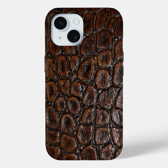 Coques Case-Mate iPhone vintage crocodile brun alligator cuir (Verso)
