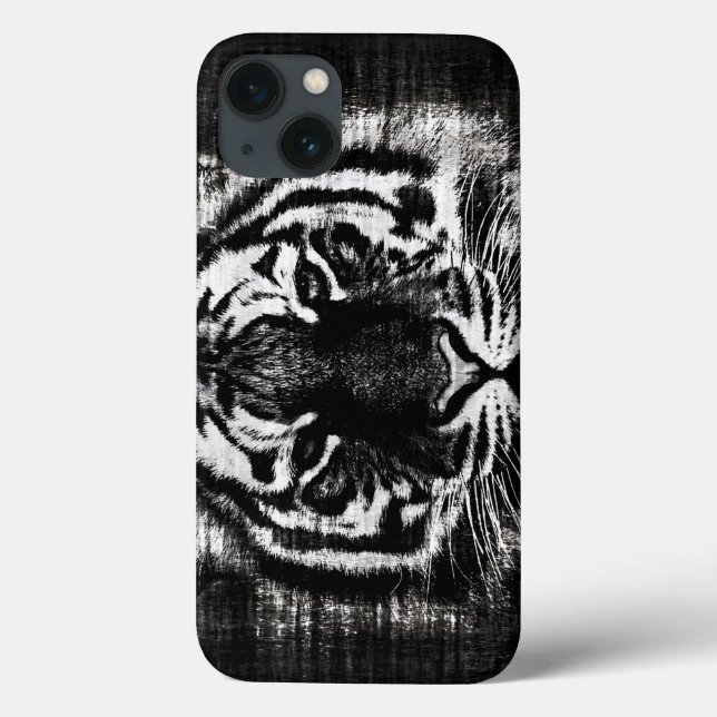 Coques Case-Mate iPhone Vintage de tigre noir et blanc (Verso)