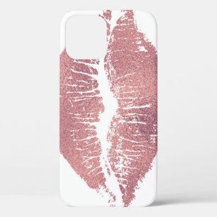 Case-Mate iPhone Case Vintage empreinte de lèvre rose, or rose.